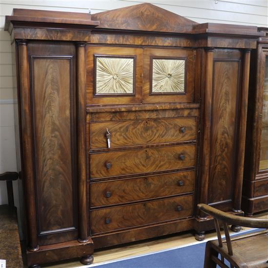 A Victorian mahogany Beaconsfield wardrobe W.219cm